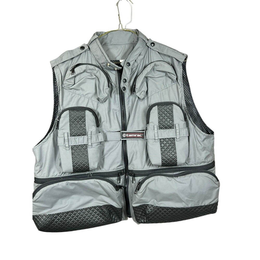 VTG Tamrac Jacket L Photographer Field Tactical Vest 3D Pocket Fishing Gray‎ USA